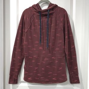 TITLE NINE Manresa Maroon Burgundy Active Hoodie,  Pink Accents, French Terry, S